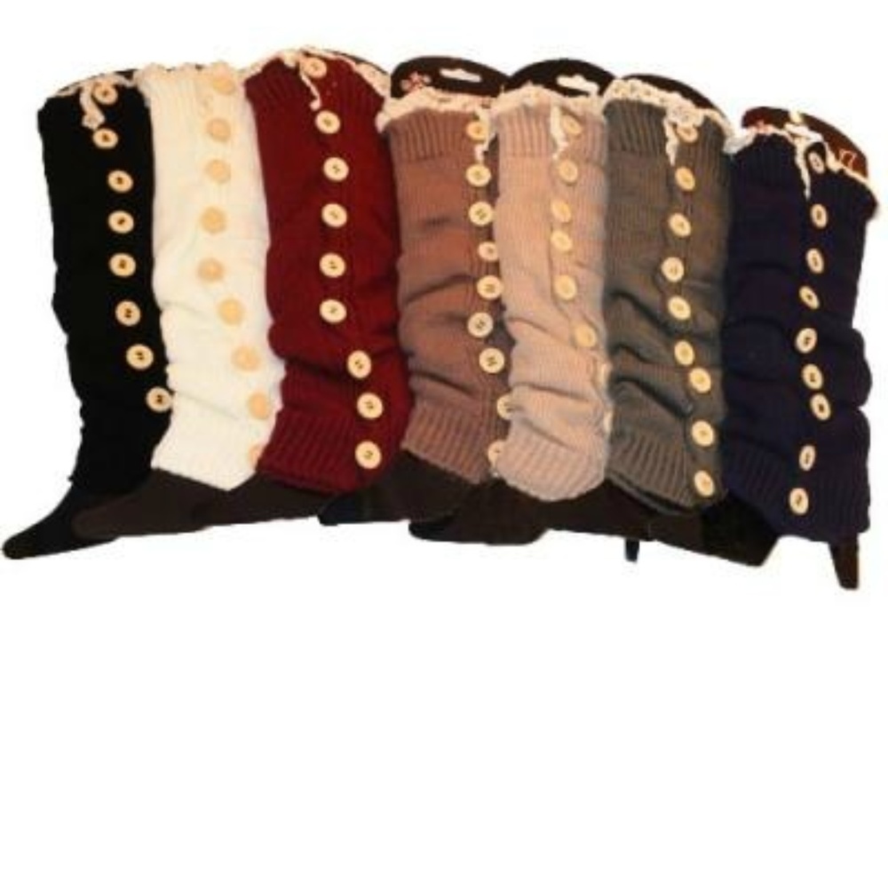 LACE BUTTON LEG WARMERS